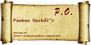Paskes Oszkár névjegykártya